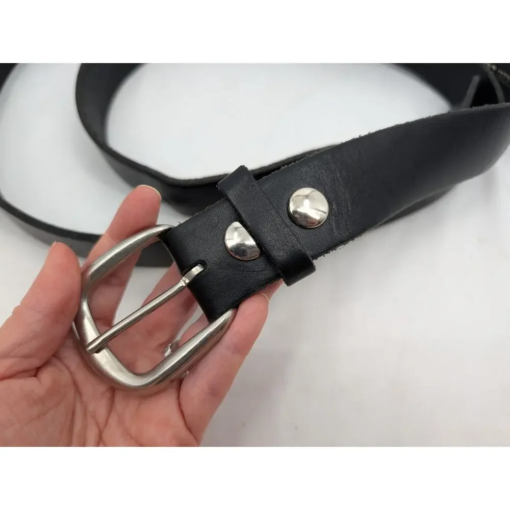 Marc Wolf LTD Black Belt Genuine Top Chain Leather Made in America Mens Size 62